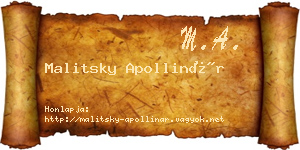 Malitsky Apollinár névjegykártya